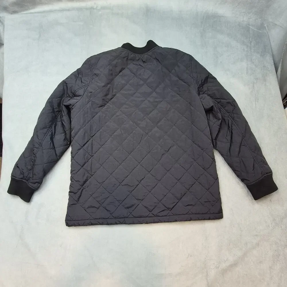 Levis Mens L Black Diamond Quilted Bomber Jacket Full Zip Lightweight Puffer